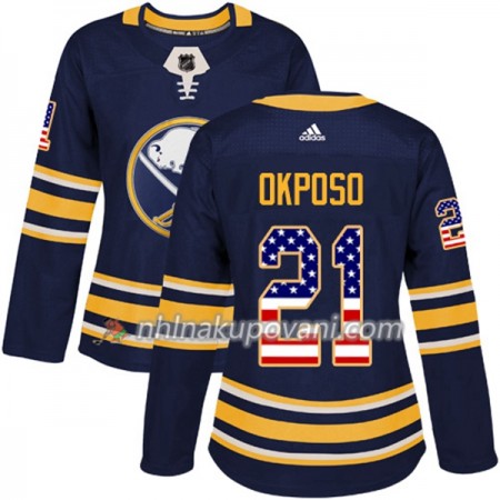 Buffalo Sabres Dresy Kyle Okposo 21 2017-2018 USA Flag Fashion Modrá Adidas Authentic - Dámské
